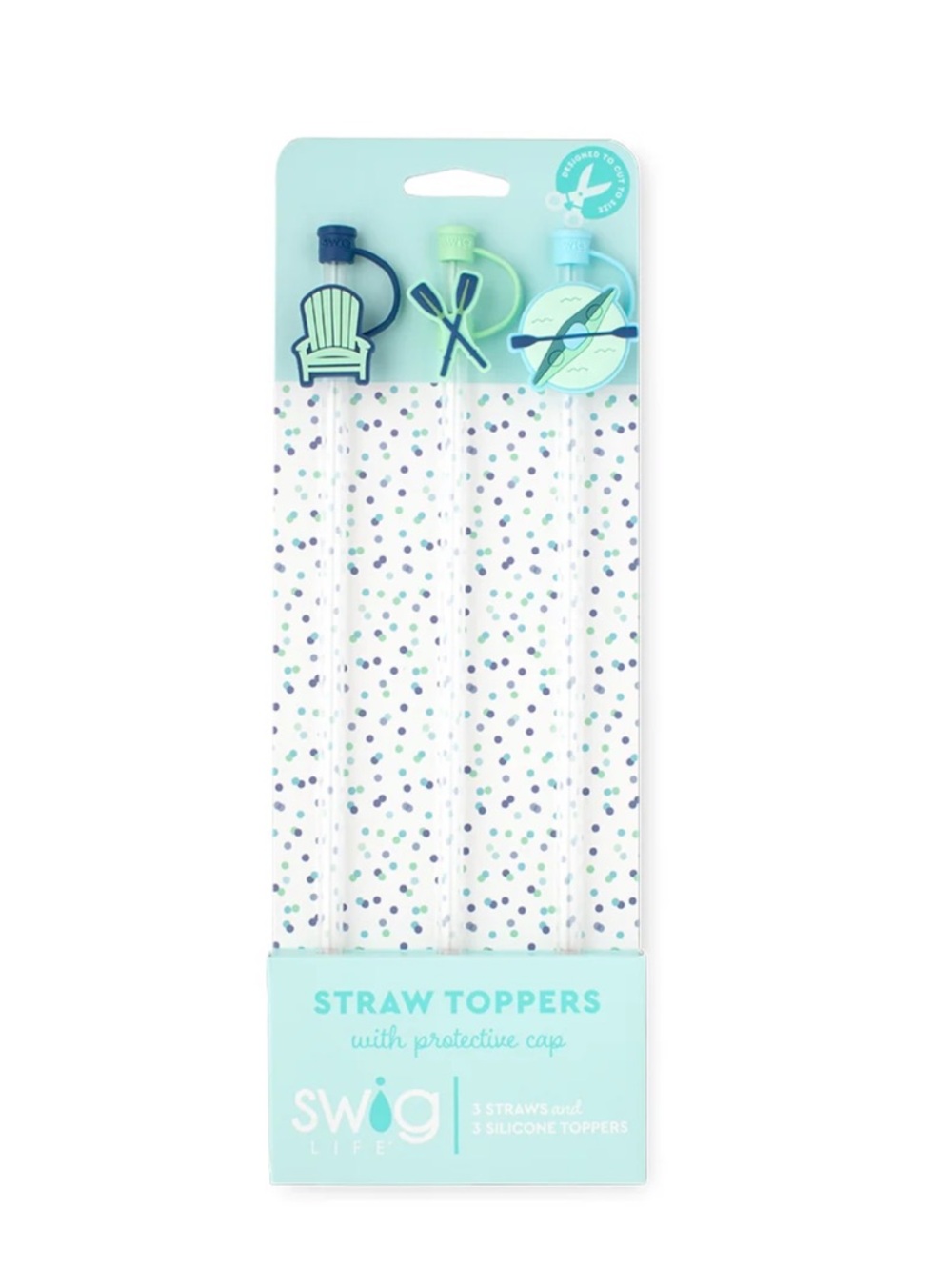 Swig Straw Toppers with Protective Caps Reusable Straws with Toppers NWT